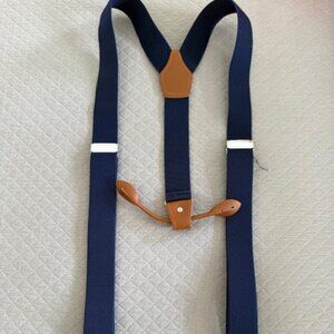 Navy Blue and Light Leather Brown Suspenders - Worn One Time